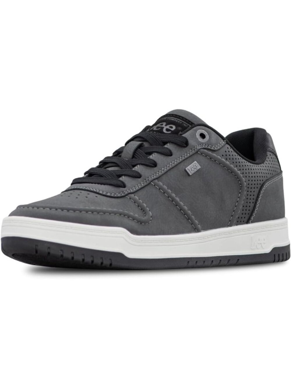 Lee Men's Charcoal Black Moc Toe Imported Lace Up Specter Court Sneakers Shoes